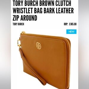 Tony Burch - Brown Clutch Wristlet Bag Bark Leather Zip Around